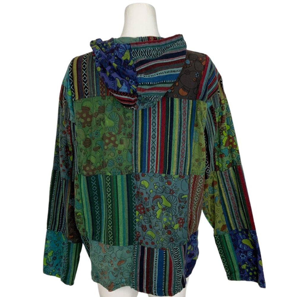 Patchwork Bohemian Zip Front Lightweight Jacket M… - image 2